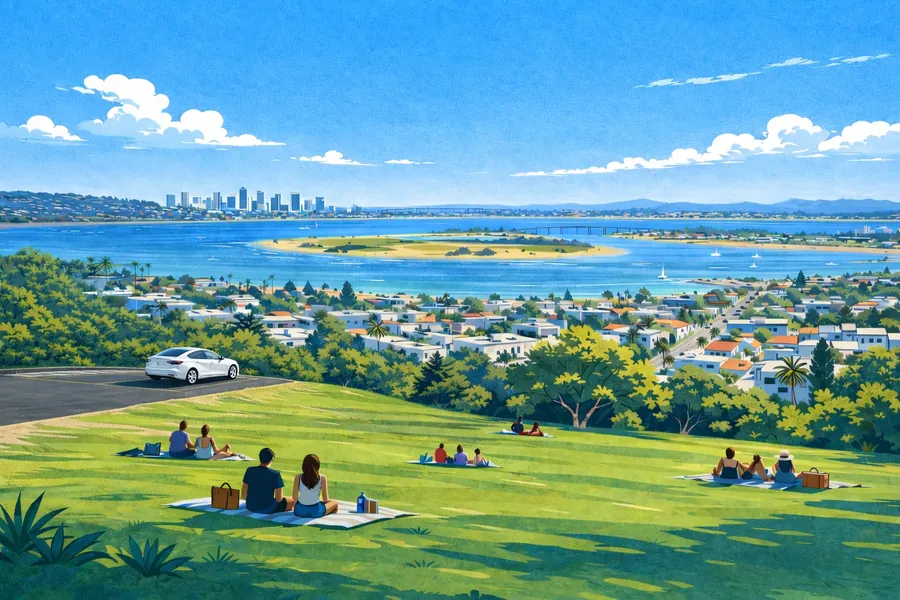Kate Sessions Park overlooking Mission Bay in Pacific Beach